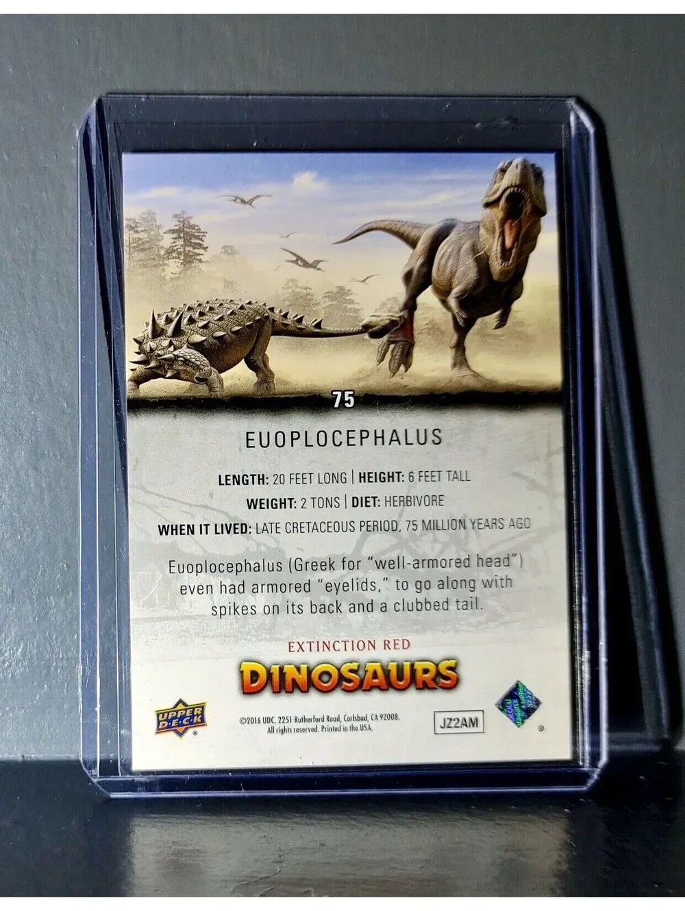 2015 Upper Deck Dinosaurs Euoplocephalus Extinction Red Parallel #75 Card